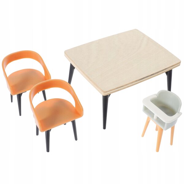 Set Mobili Miniatura per Casa delle Bambole Tavolo e Sedie da Pranzo Realistici 1:12