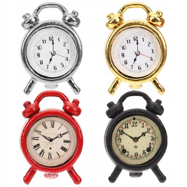 Lot de 4 mini réveils décoratifs en métal coloré pour enfants