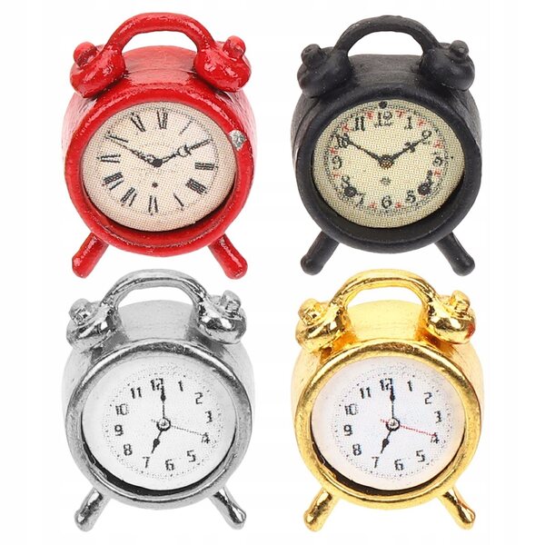 Lot de 4 mini réveils décoratifs en métal coloré pour enfants