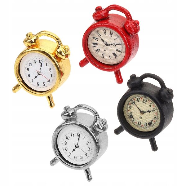 Lot de 4 mini réveils décoratifs en métal coloré pour enfants