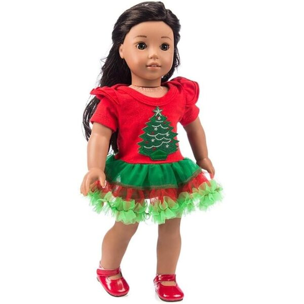 Vestito Natalizio per Bambole 46 cm con Motivo Albero di Natale - Gonna Tessuto Uteruik
