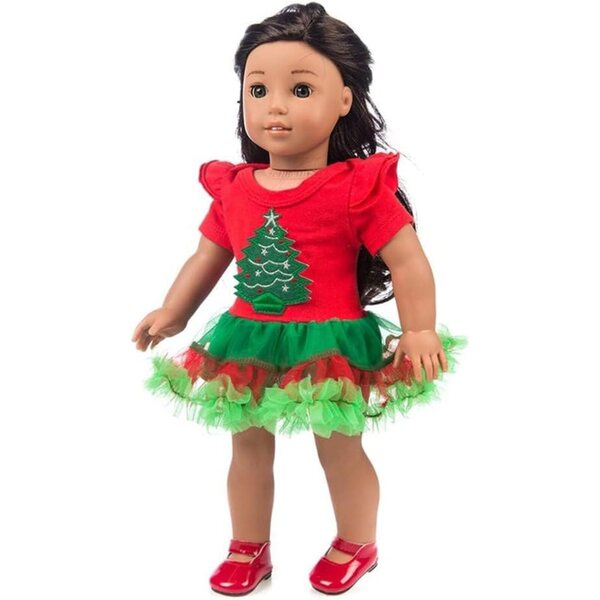 Vestito Natalizio per Bambole 46 cm con Motivo Albero di Natale - Gonna Tessuto Uteruik