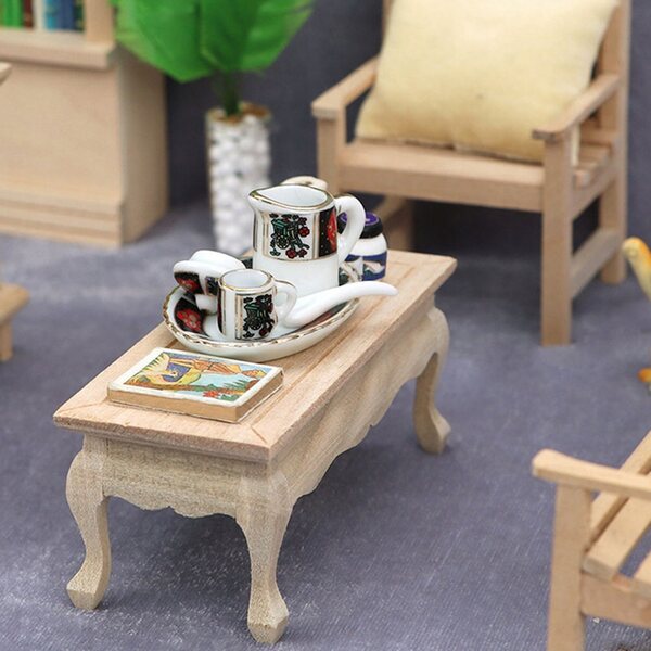 Mini tavolino in legno per casa delle bambole, accessorio decorativo 9,5x4 cm