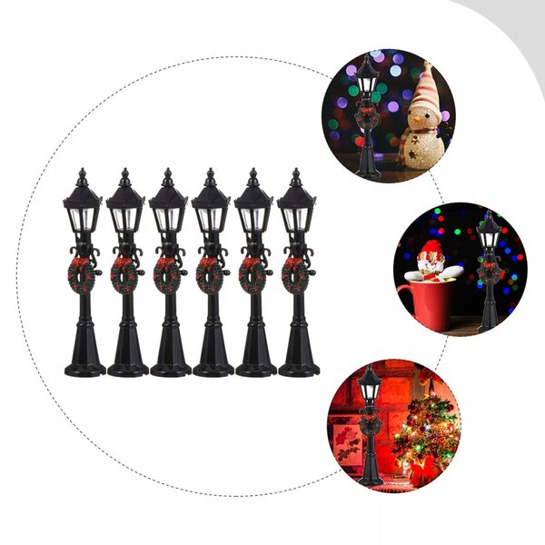 6 SZTUK MINIATUROWYCH LAMP ULICZNYCH - DEKORACJE DO DOMU I OGRODU