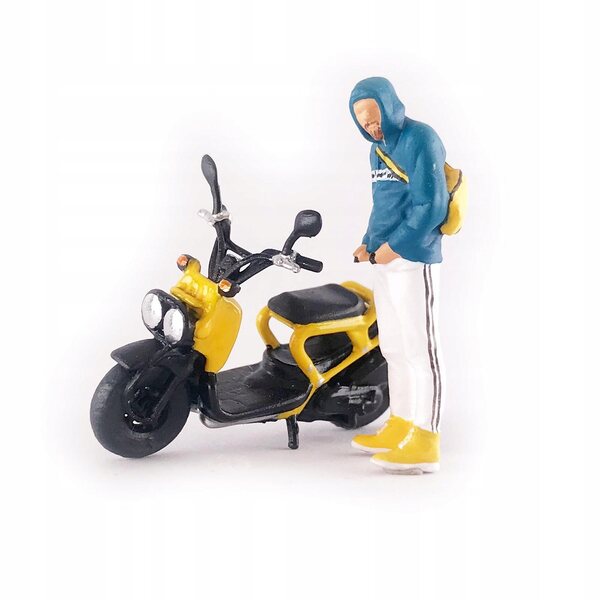 Modello Retro Moto 1:64 Dipinto a Mano in Resina per Diorama e Decorazioni