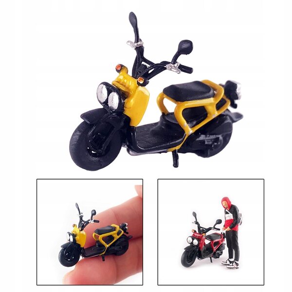 Modello Retro Moto 1:64 Dipinto a Mano in Resina per Diorama e Decorazioni