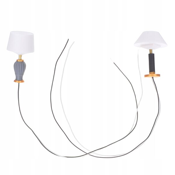 Lot de 2 mini lampes de table décoratives pour maisons de poupées en plastique