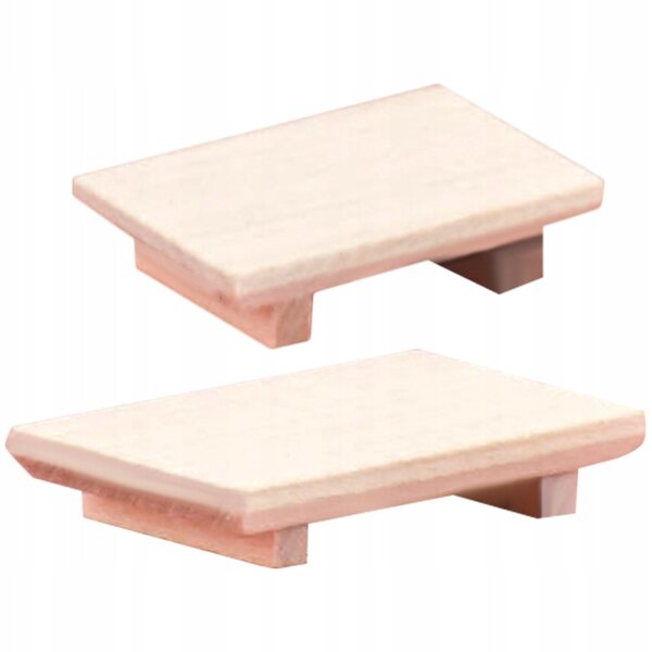 Beigefarbenes Holzminiaturen-Set bestehend aus 2 Teilen zur Präsentation und Puppenhausdekoration