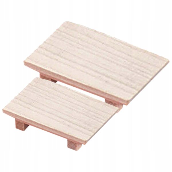 Beigefarbenes Holzminiaturen-Set bestehend aus 2 Teilen zur Präsentation und Puppenhausdekoration
