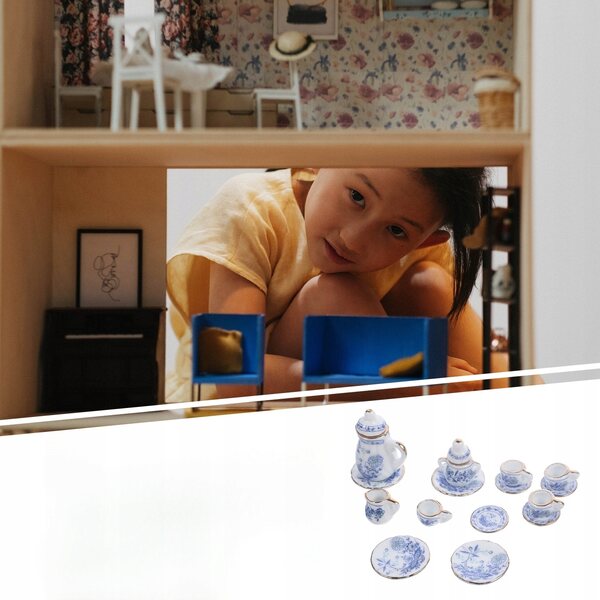 Dekoratives Puppenhaus-Miniatur-Teeservice-Set aus Keramik