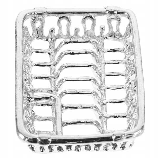 Mini scolapiatti per case delle bambole, metallo argentato, 3,8x2,7 cm