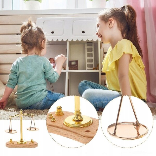 Goldene Miniatur-Metallwaage für Dekoration und Lernspiel