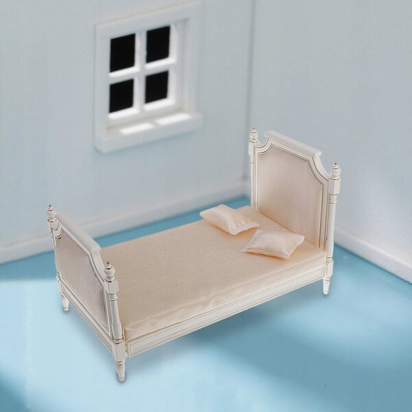 Doppelbett aus Holz für Puppenhaus im Maßstab 1:6, elegantes Mini-Hochbett