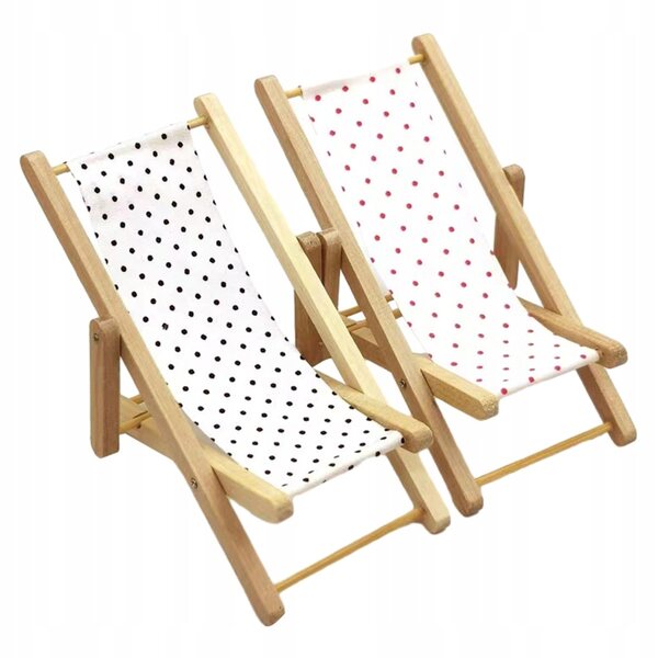 Mini sdraio da spiaggia decorative in legno, 2 pz. per la casa delle bambole e l'artigianato