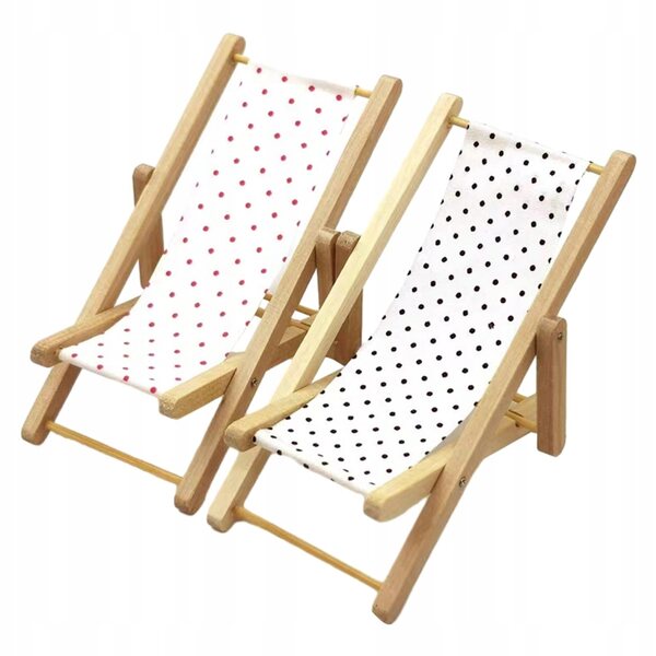 Mini sdraio da spiaggia decorative in legno, 2 pz. per la casa delle bambole e l'artigianato