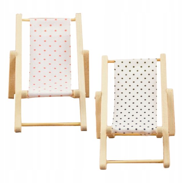 Mini sdraio da spiaggia decorative in legno, 2 pz. per la casa delle bambole e l'artigianato