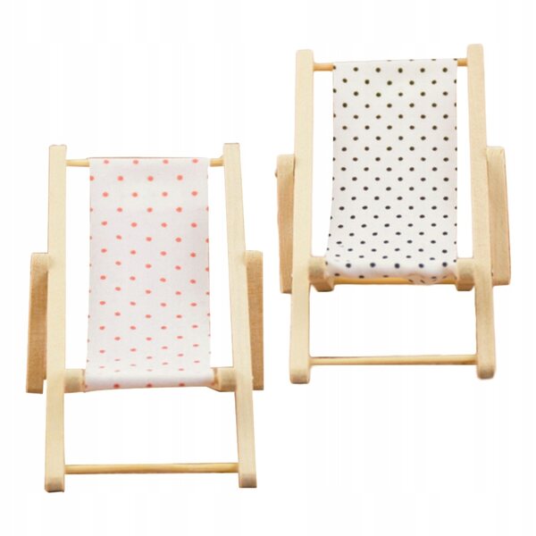 Mini sdraio da spiaggia decorative in legno, 2 pz. per la casa delle bambole e l'artigianato