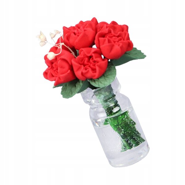 Mini Rosa decorativa rossa in resina per casa delle bambole e giardini miniatura