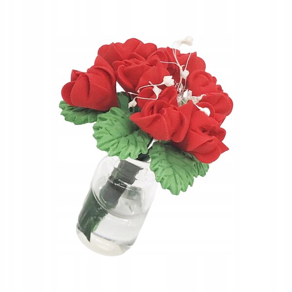 Mini Rosa decorativa rossa in resina per casa delle bambole e giardini miniatura