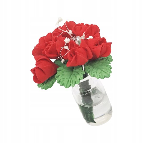 Mini Rosa decorativa rossa in resina per casa delle bambole e giardini miniatura