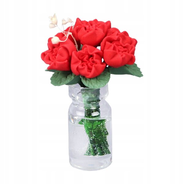 Mini Rosa decorativa rossa in resina per casa delle bambole e giardini miniatura