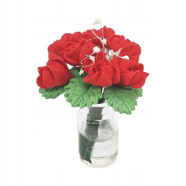 Mini Rosa decorativa rossa in resina per casa delle bambole e giardini miniatura