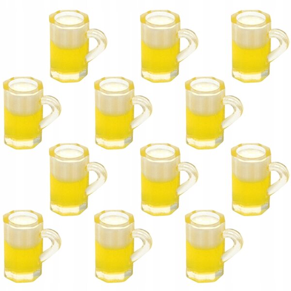 Lot de 12 Mini Mugs en Résine Jaune pour Décoration Maison et DIY 1,5x1,4 cm