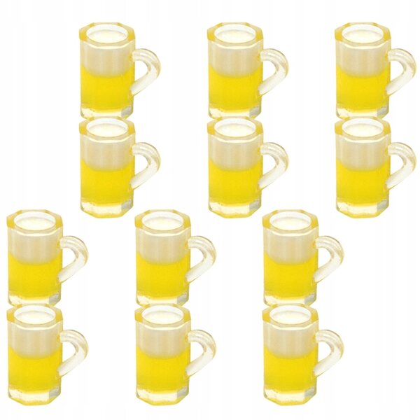 Lot de 12 Mini Mugs en Résine Jaune pour Décoration Maison et DIY 1,5x1,4 cm
