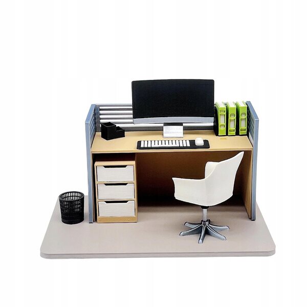 1:12 Mini-Computertisch für Puppenhaus – Dekorationsset C
