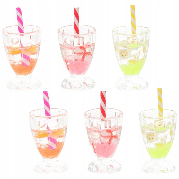 Set 6 Miniature Realistiche di Coppe di Gelato per Casa delle Bambole in Resina