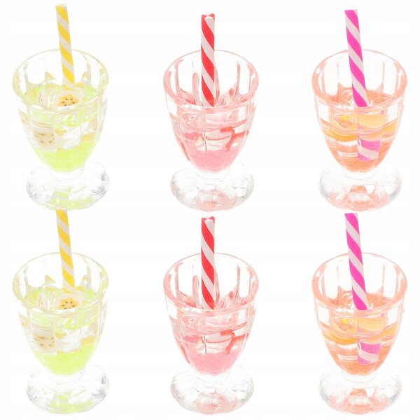 Set 6 Miniature Realistiche di Coppe di Gelato per Casa delle Bambole in Resina