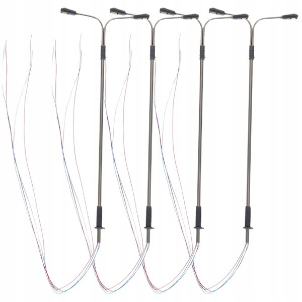Set 4 Mini Lampioni Modellismo in Plastica e Acciaio per Case delle Bambole