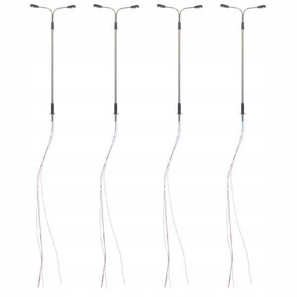 Set 4 Mini Lampioni Modellismo in Plastica e Acciaio per Case delle Bambole