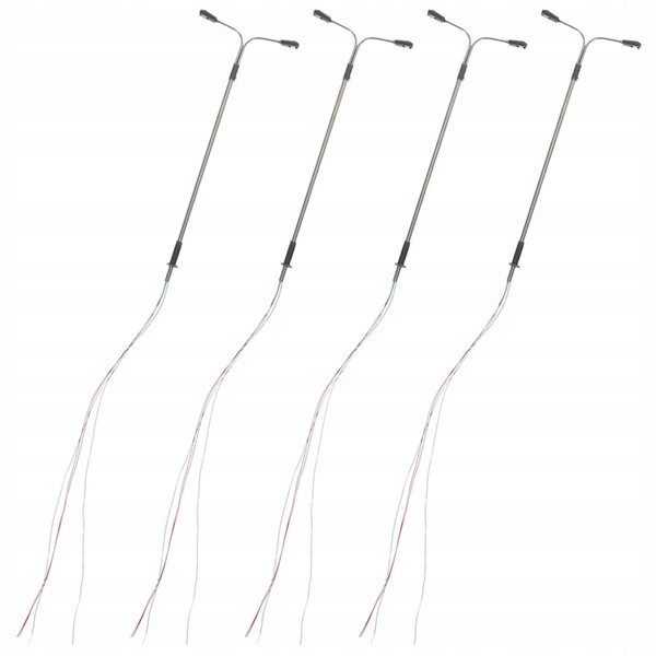 Set 4 Mini Lampioni Modellismo in Plastica e Acciaio per Case delle Bambole