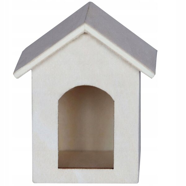 Beigefarbenes Mini-Hausmodell aus Holz für kreative Dekorationen und Geschenke