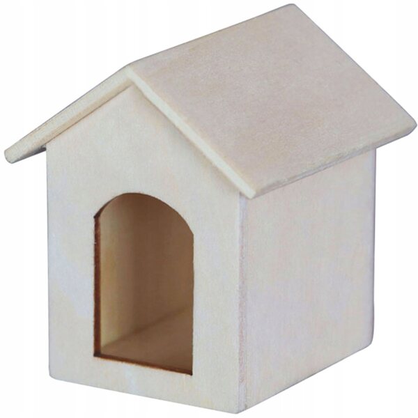 Beigefarbenes Mini-Hausmodell aus Holz für kreative Dekorationen und Geschenke