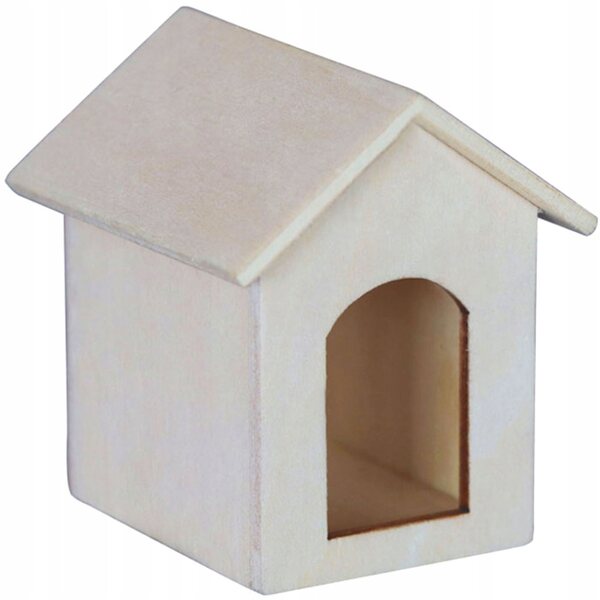 Beigefarbenes Mini-Hausmodell aus Holz für kreative Dekorationen und Geschenke