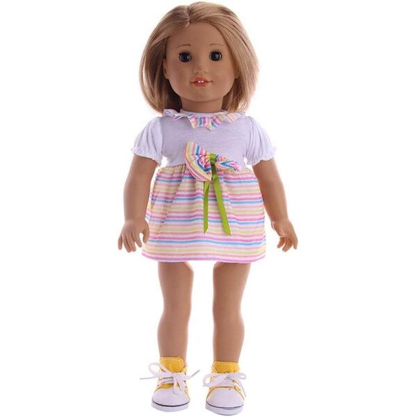 Abito Casual con Fiocco per Bambola Americana 18 pollici - Vestito Modello C