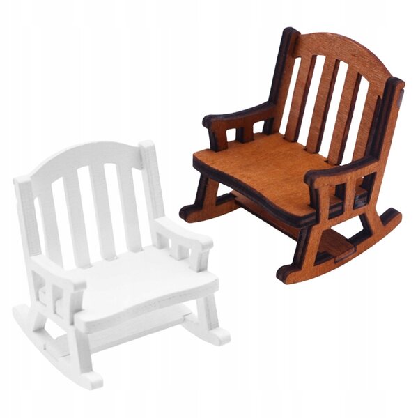 Lot de 2 mini fauteuils à bascule en bois de bouleau couleur café pour décorations