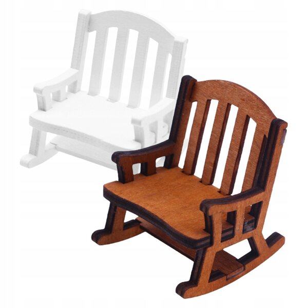 Lot de 2 mini fauteuils à bascule en bois de bouleau couleur café pour décorations