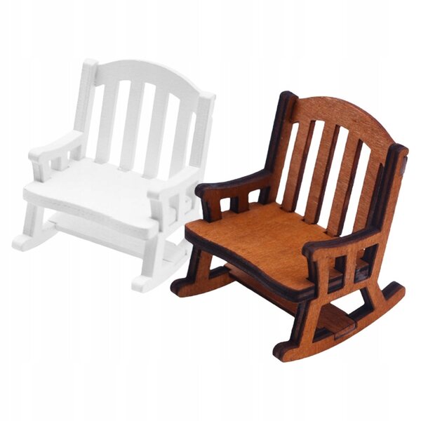 Lot de 2 mini fauteuils à bascule en bois de bouleau couleur café pour décorations