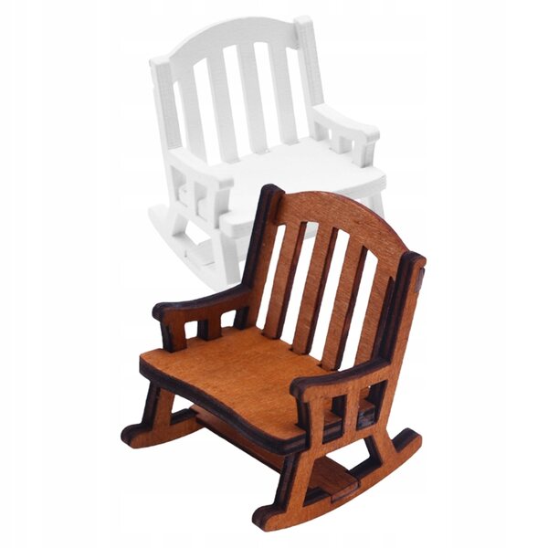 Lot de 2 mini fauteuils à bascule en bois de bouleau couleur café pour décorations
