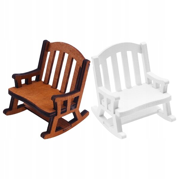 Lot de 2 mini fauteuils à bascule en bois de bouleau couleur café pour décorations