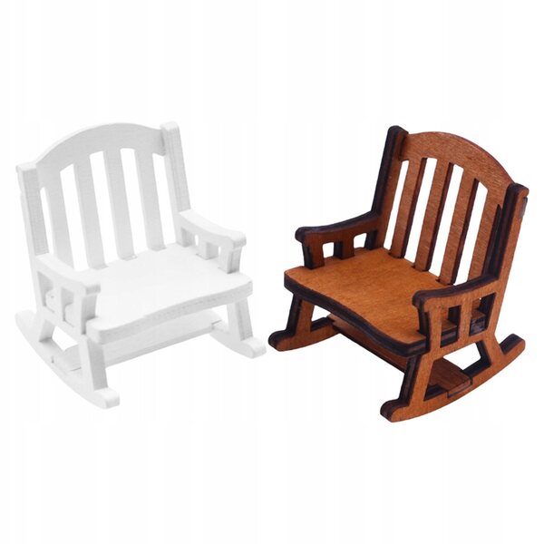 Lot de 2 mini fauteuils à bascule en bois de bouleau couleur café pour décorations