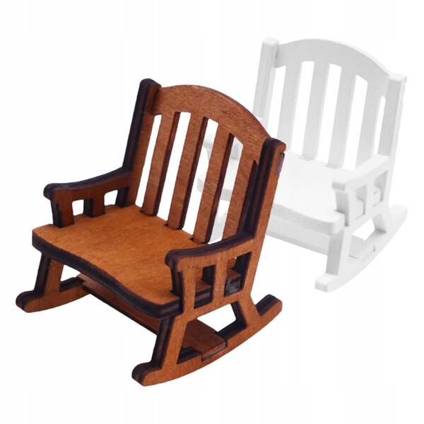 Lot de 2 mini fauteuils à bascule en bois de bouleau couleur café pour décorations