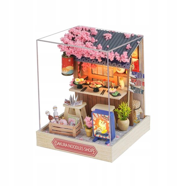 DIY Mini-Holzpuppenhaus-Set 3D-Puzzle Sakuras Noodles-Modell