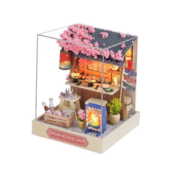 DIY Mini-Holzpuppenhaus-Set 3D-Puzzle Sakuras Noodles-Modell
