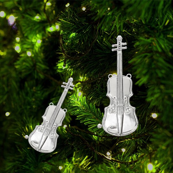 12 Mini-Silber-Musikinstrument-Dekorationen für den Weihnachtsbaum