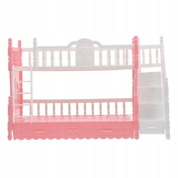 Mini letto a castello per bambole in ABS rosa, mobili per casa in miniatura