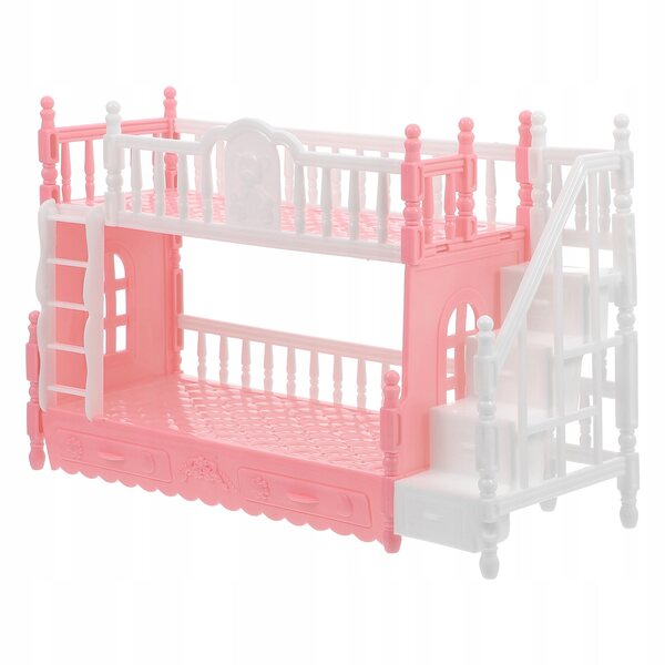 Mini letto a castello per bambole in ABS rosa, mobili per casa in miniatura